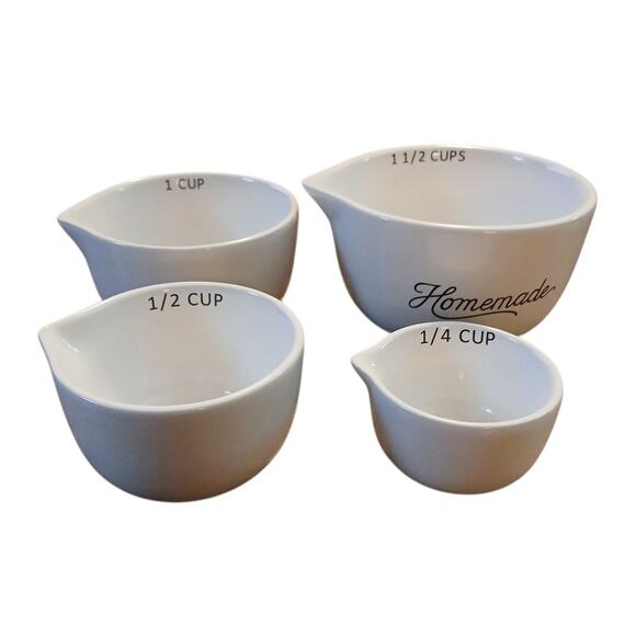 Vtg Hearth & Hand Magnolia Homemade White Stoneware 4 Measuring Cups RARE - Picture 4 of 5